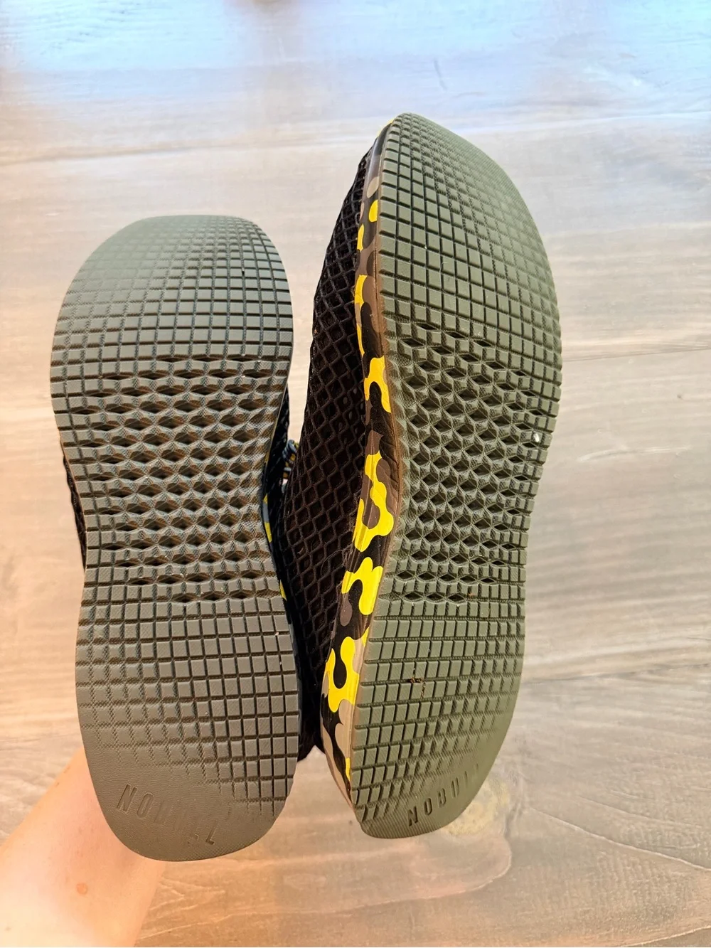 NOBULL Black Athletic Sneakers with Yellow Camo Sole and Laces